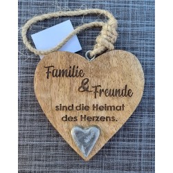 Holz Herz natur  " Familie und Freunde...."