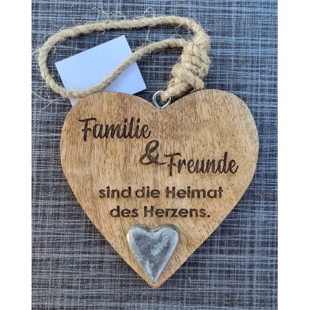 Holz Herz natur  " Familie und Freunde...."