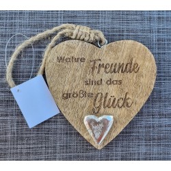Holz Herz natur  " Wahre Freunde...."