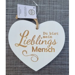 Holz Herz weiss  " Lieblingsmensch "