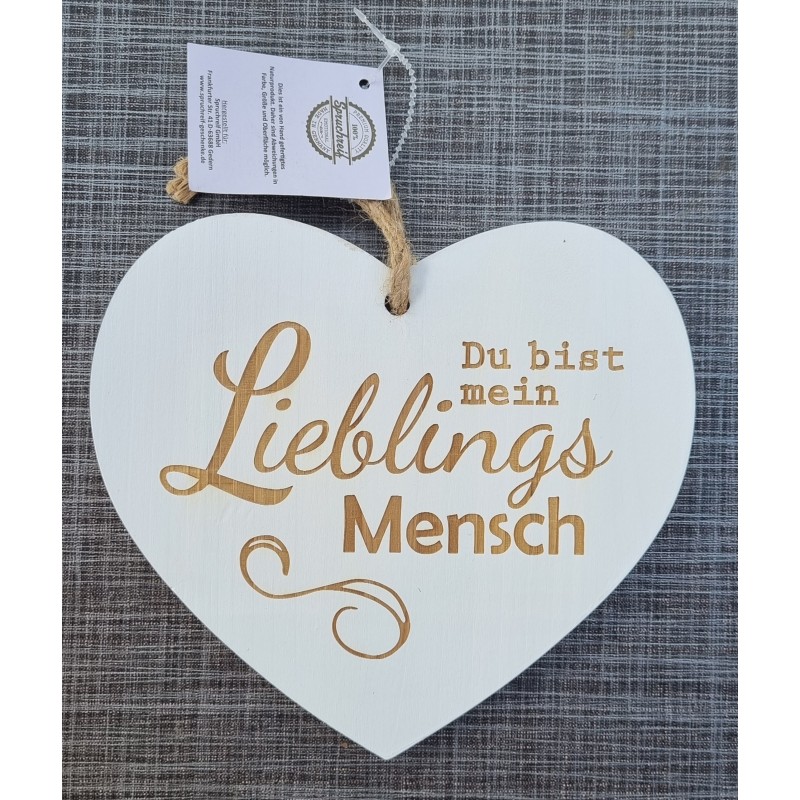 Holz Herz weiss  " Lieblingsmensch "