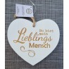 Holz Herz weiss  " Lieblingsmensch "