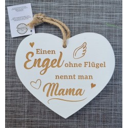 Holz Herz weiss  " Mama "