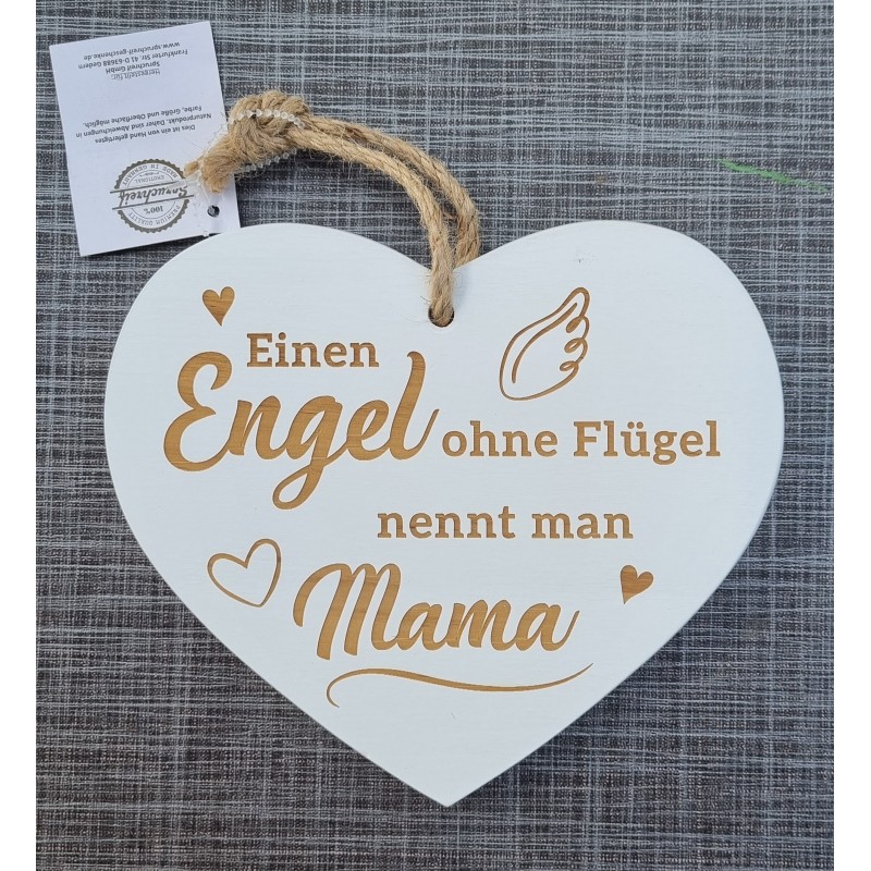Holz Herz weiss  " Mama "