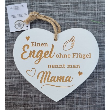 Holz Herz weiss  " Mama "
