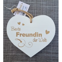 Holz Herz weiss  " Beste Freundin..."