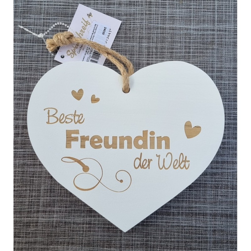 Holz Herz weiss  " Beste Freundin..."