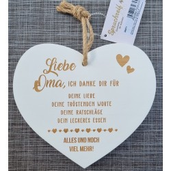 Holz Herz weiss  " Liebe Oma..."