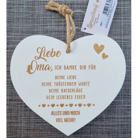 Holz Herz weiss  " Liebe Oma..."