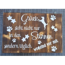 Schild geflammt  " Glück steht nicht nur..."