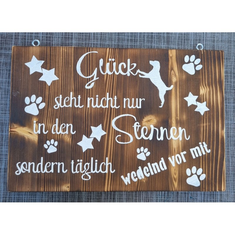 Schild geflammt  " Glück steht nicht nur..."
