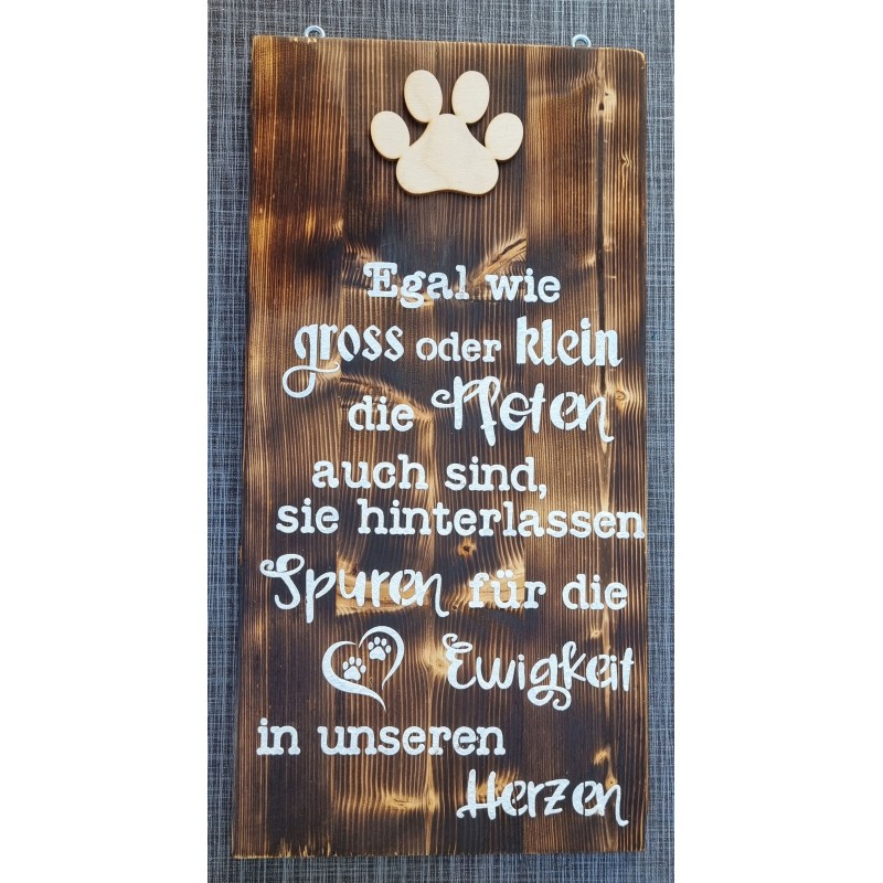 Schild geflammt  " Egal wie gross oder klein..."