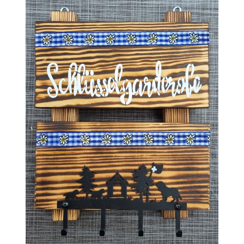 Schlüsselgarderobe geflammt  blau