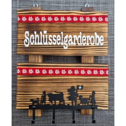 Schlüsselgarderobe geflammt  rot