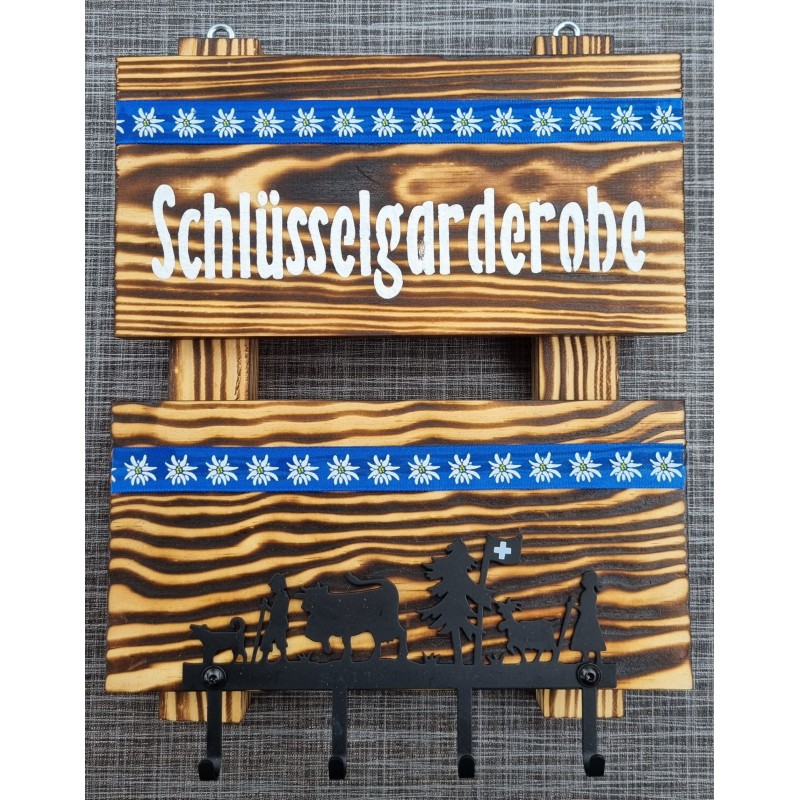 Schlüsselgarderobe geflammt  blau