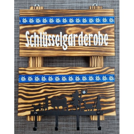 Schlüsselgarderobe geflammt  blau