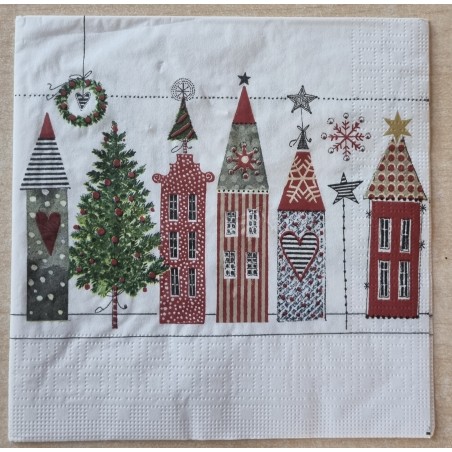 Serviette Weihnachtliche Häuser