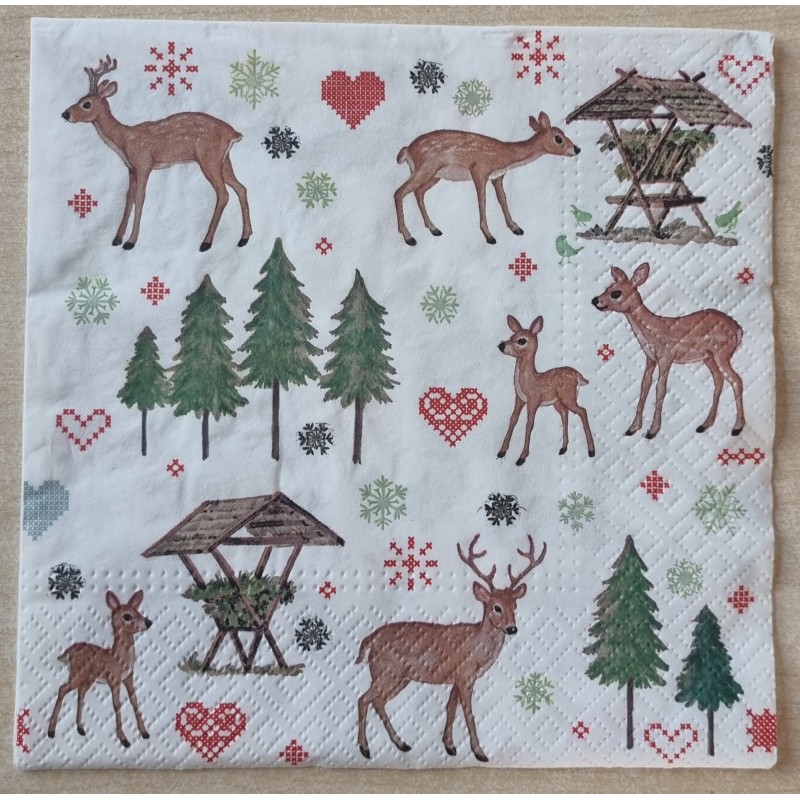 Serviette Futterkrippe/Reh/Hirsch