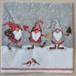 Serviette Wichtel/Schlittschuhe