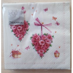 Servietten Rosen-Herzen