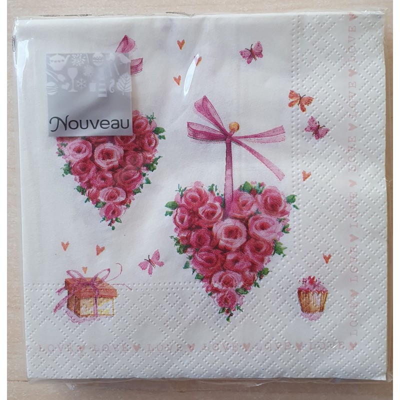 Servietten Rosen-Herzen