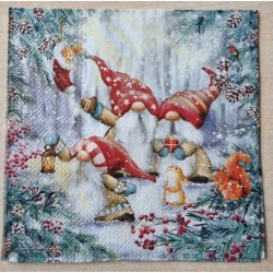 Serviette " Drei Wichtel im Wald "
