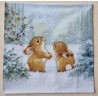 Serviette " Zwei Kaninchen im Schnee "