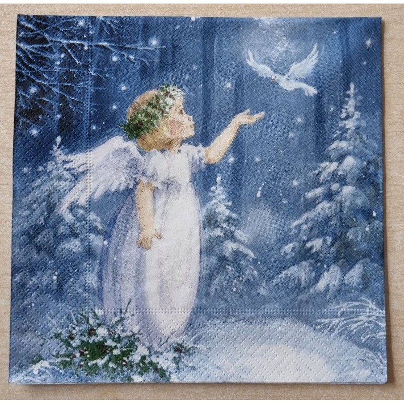 Serviette " Engelmädchen und Taube "