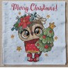 Serviette " Eule mit Weihnachtsbaum "