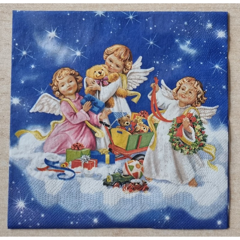Serviette " Engelmädchen mit Geschenken "