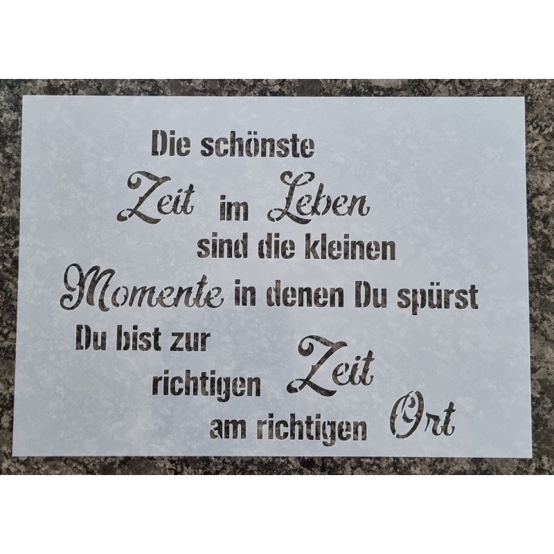 Schablone  " Die schönste Zeit im Leben..."
