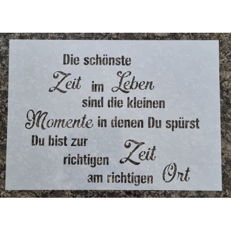 Schablone  " Die schönste Zeit im Leben..."
