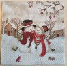 Serviette  " Zwei Schneemänner "