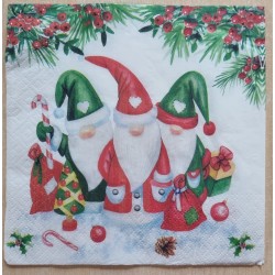 Serviette  " Drei Weihnachtsmänner "
