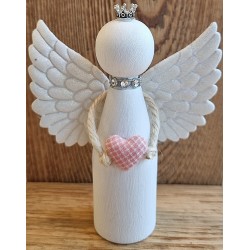 Holz Engel weiss/rosa Herz