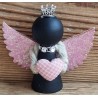 Holz Engel schwarz/rosa Herz