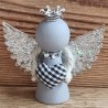 Holz Engel taupe/schwarz Herz/silber