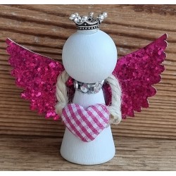Holz Engel weiss/pink Herz