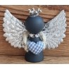 Holz Engel anthrazit/hellblau Herz/silber