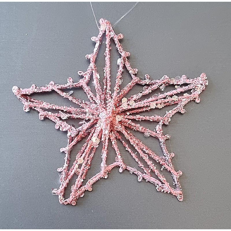Drahtstern Glitzer rosa