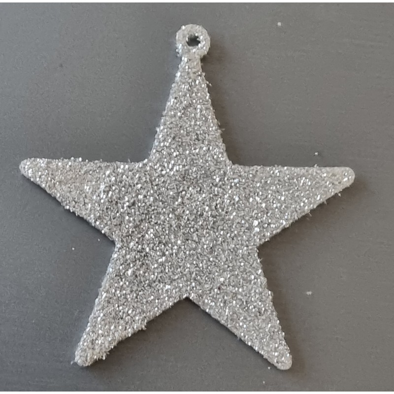 Glitzer Stern Kunststoff silber