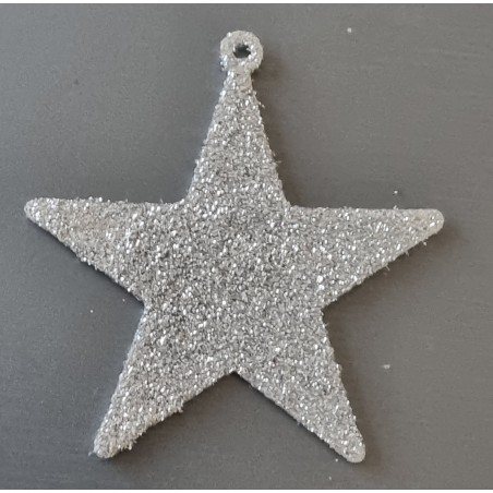 Glitzer Stern Kunststoff silber