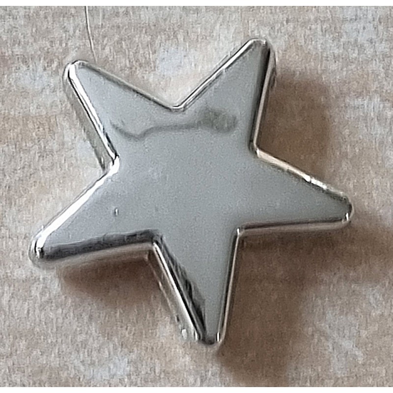 Kunststoff Stern mit Loch silber glänzend