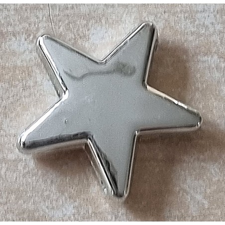 Kunststoff Stern mit Loch silber glänzend