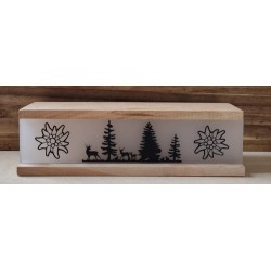 Led Lichterbalken "Hirsch/Wald" Kirschenholz