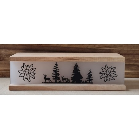 Led Lichterbalken "Hirsch/Wald" Kirschenholz