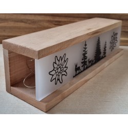 Led Lichterbalken "Hirsch/Wald" Kirschenholz