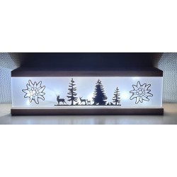 Led Lichterbalken "Hirsch/Wald" Kirschenholz