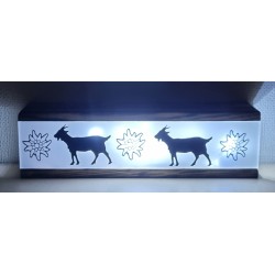 Led Lichterbalken "Ziege/Edelweiss" geflammt
