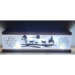 Led Lichterbalken "Kühe/Bäume" Kirschenholz